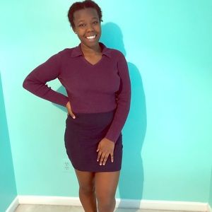 Purple ribbed sweater